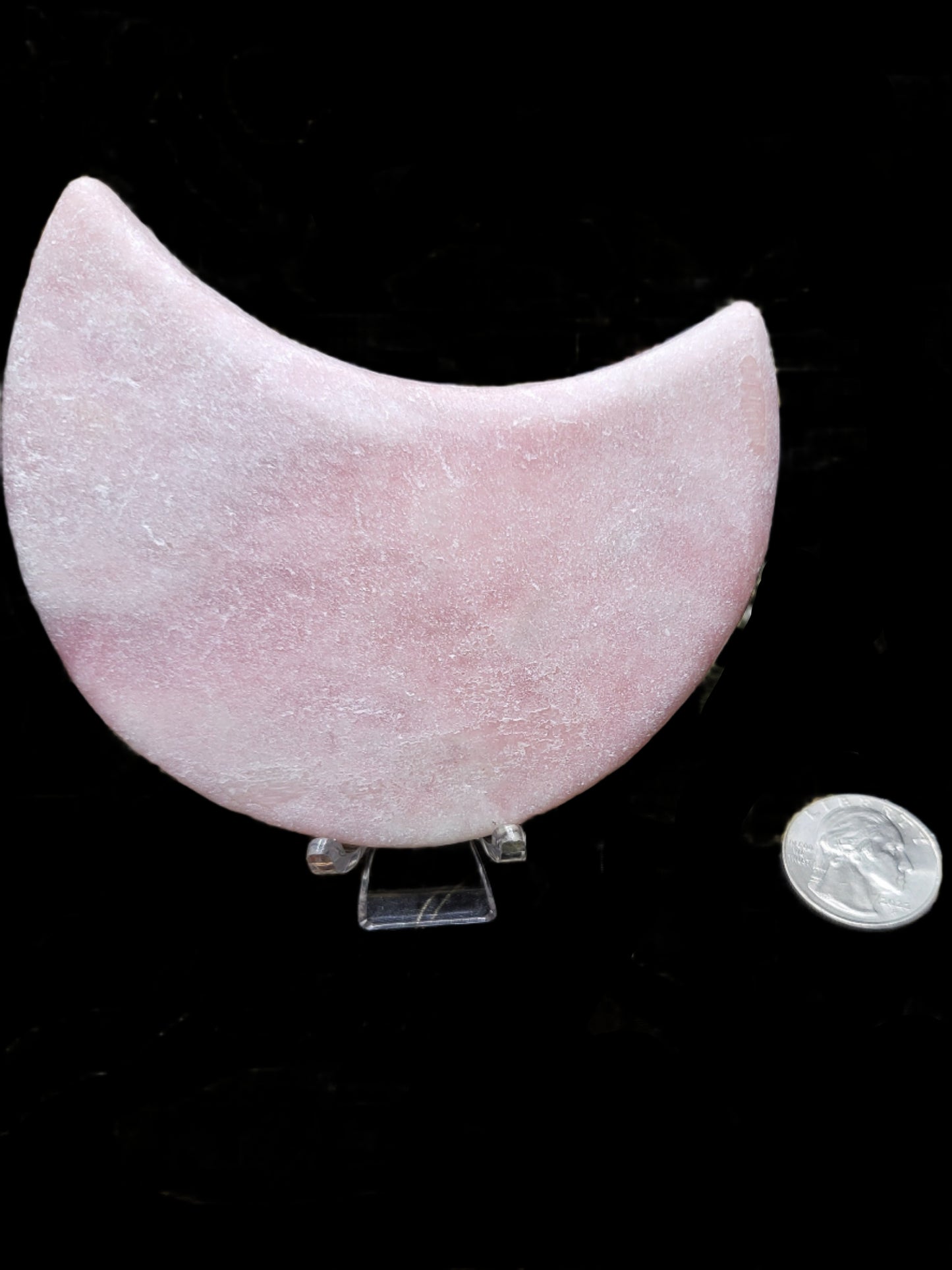 Pink Opal Moon Carving