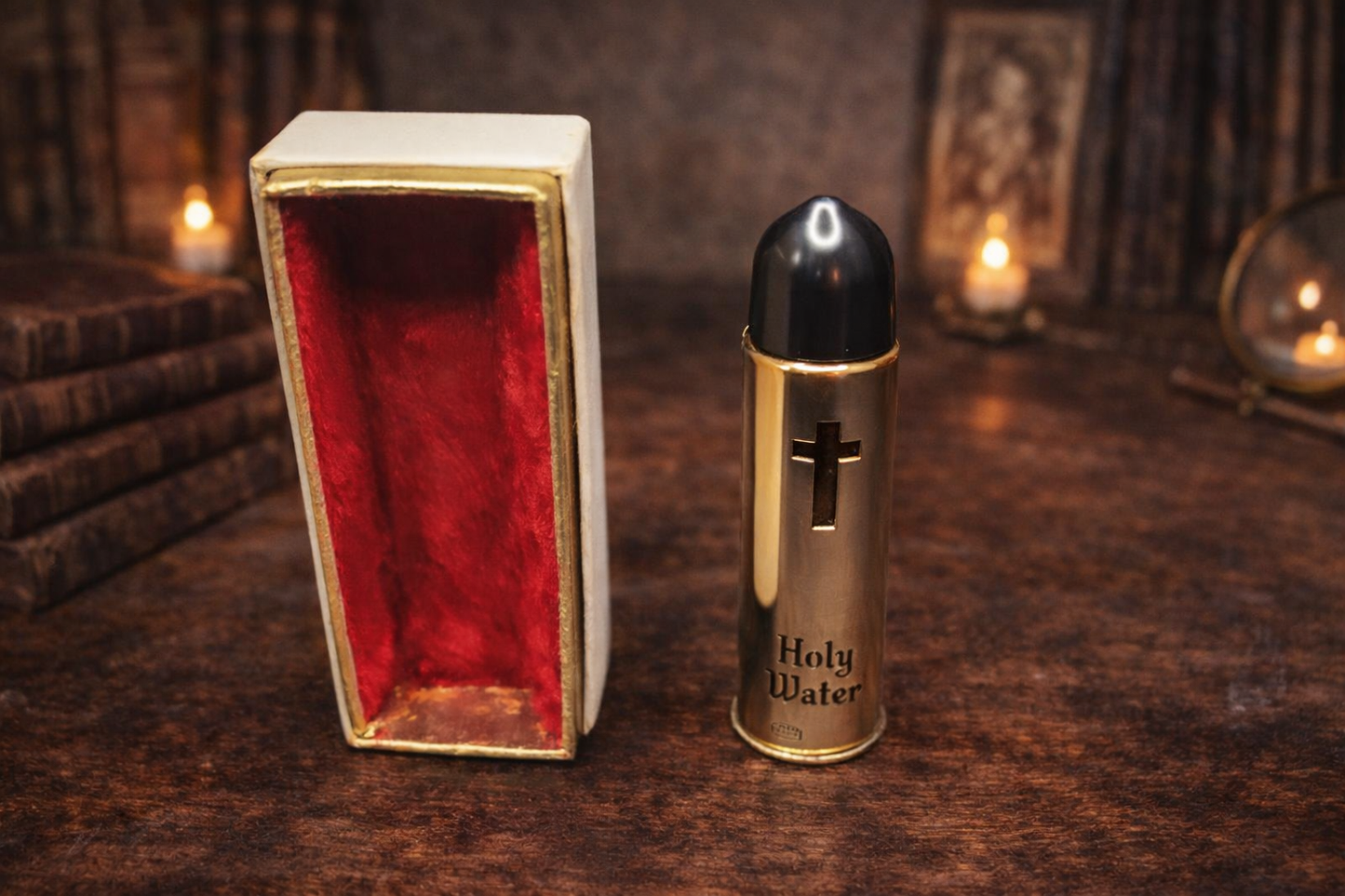 Antique Holy Water Vessel with Velvet Lined Box