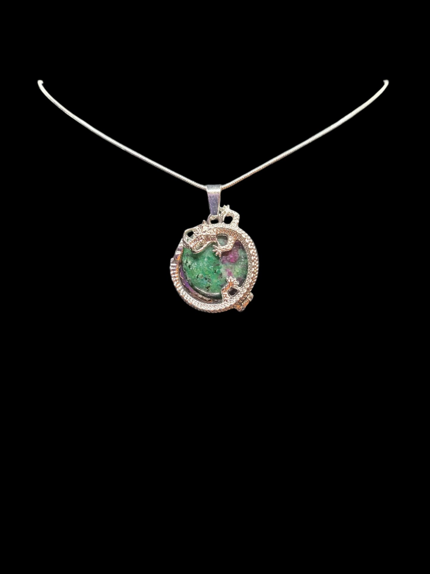Chinese Dragon Moss Agate Necklace