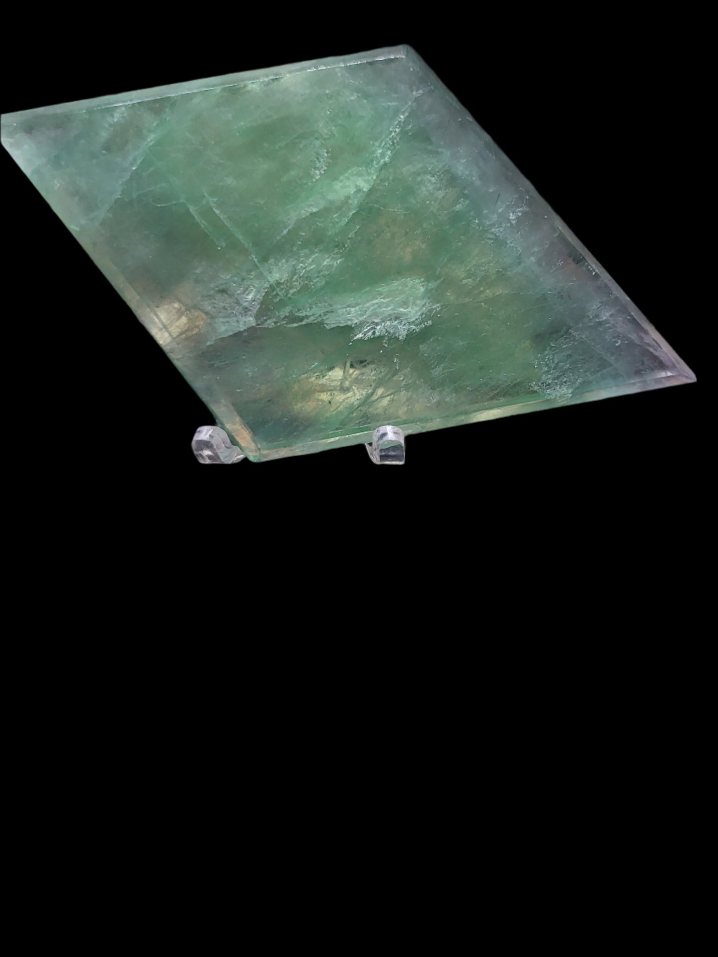 Green Fluorite Diamond Carving With Stand