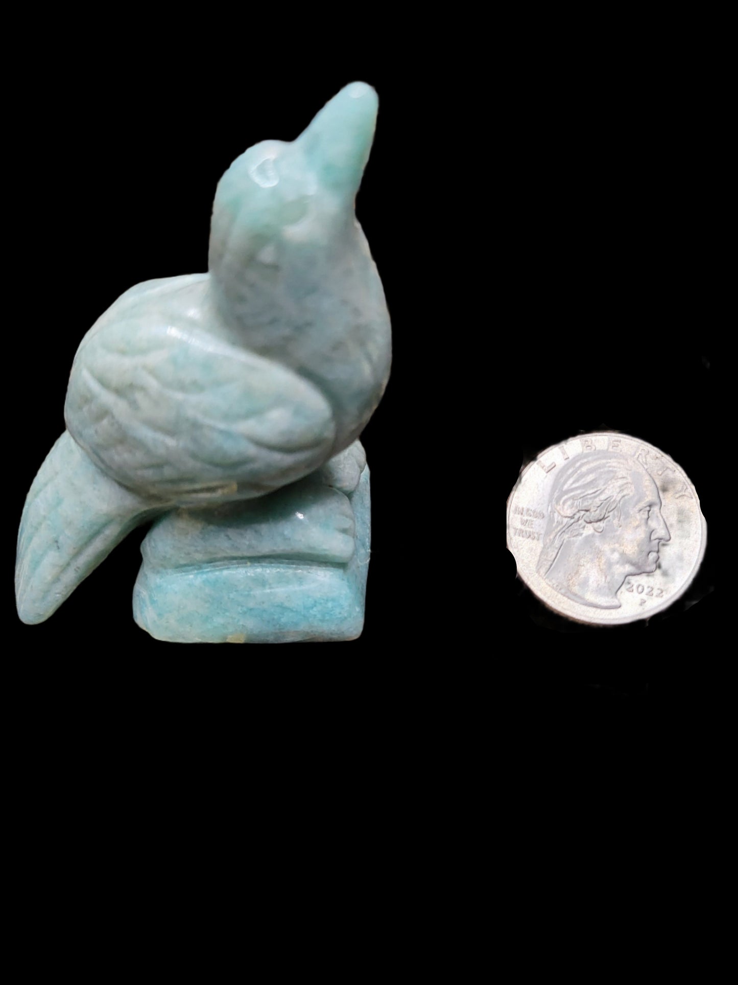 Hand Carved Amazonite Bird Carving