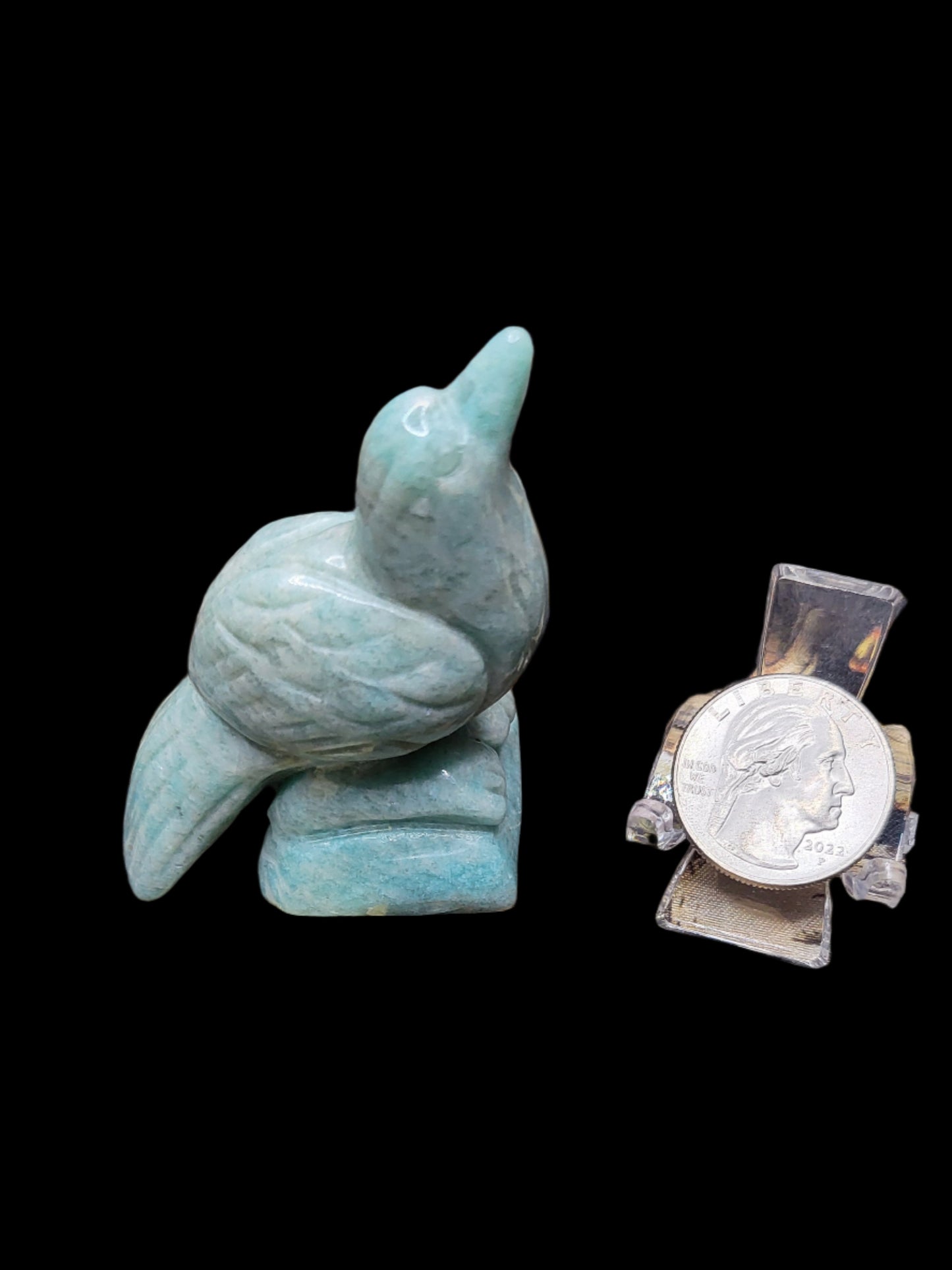 Hand Carved Amazonite Bird Carving
