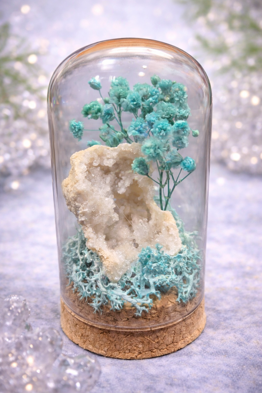Handmade Natural White Geode Glass Display