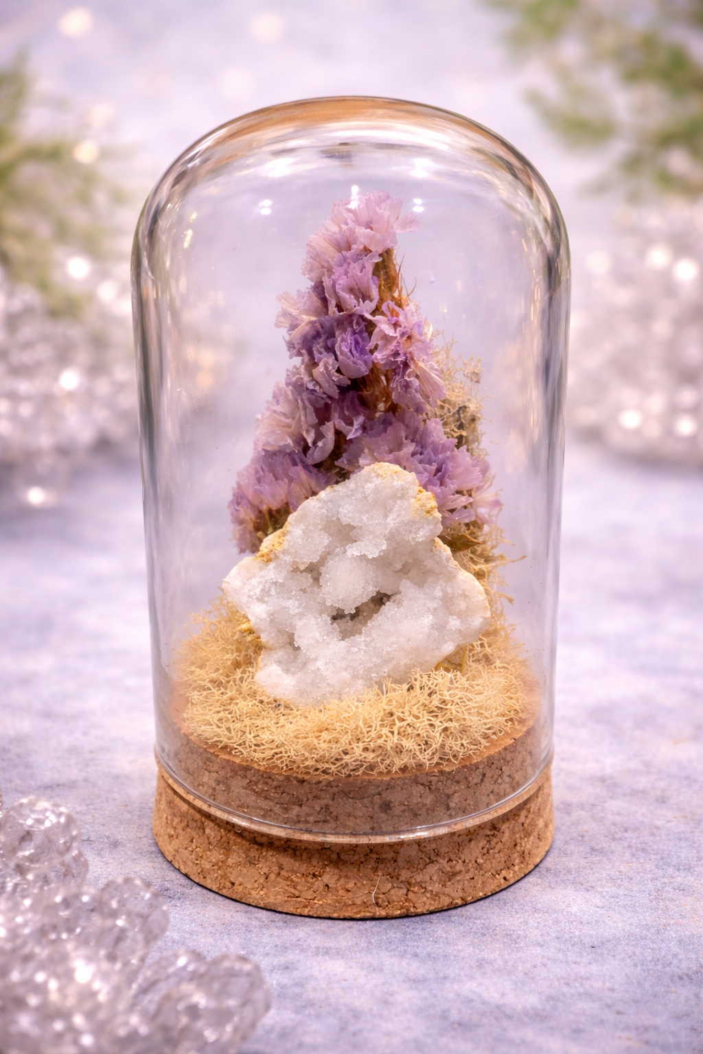 Handmade Natural White Geode Glass Display