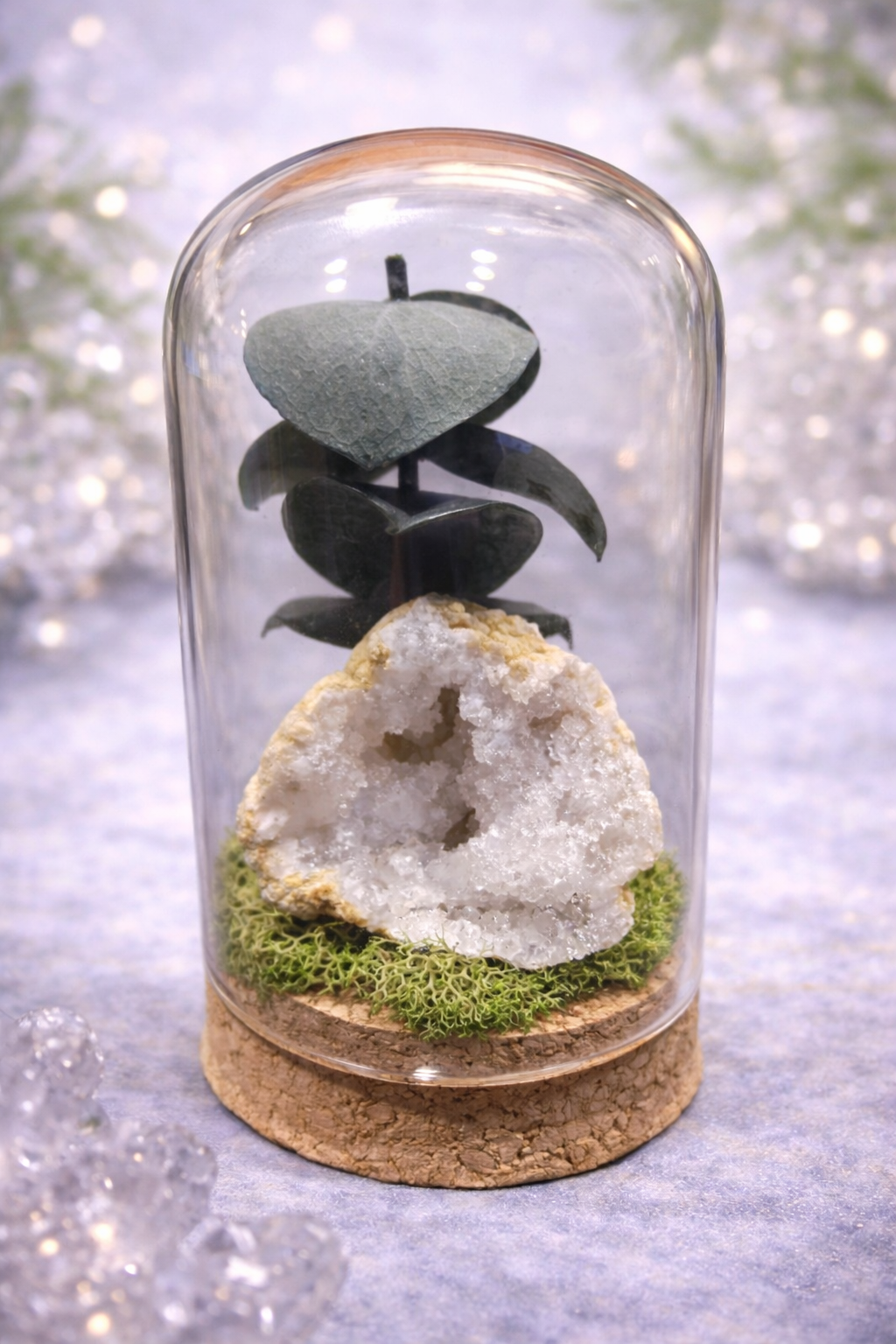 Handmade Natural White Geode Glass Display