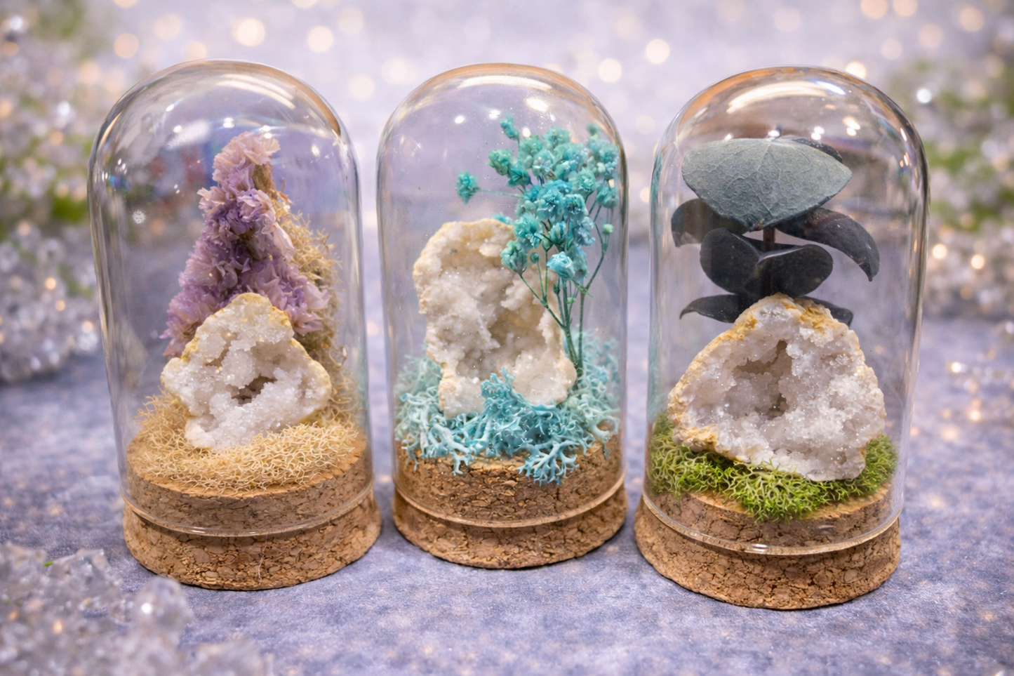 Handmade Natural White Geode Glass Display