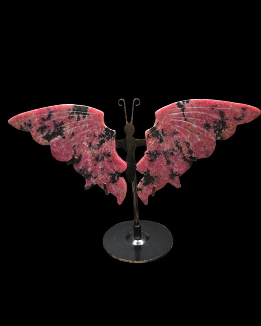 Hand Carved Rhodonite Butterfly Wings