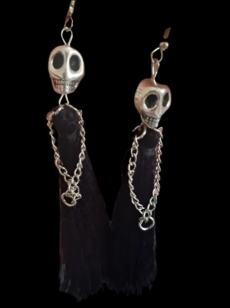 Skull Tassel Dangle Earrings