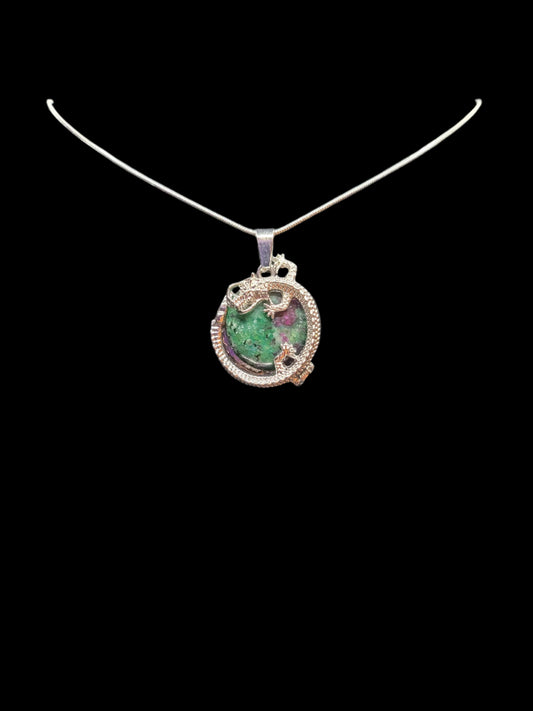 Chinese Dragon Moss Agate Necklace